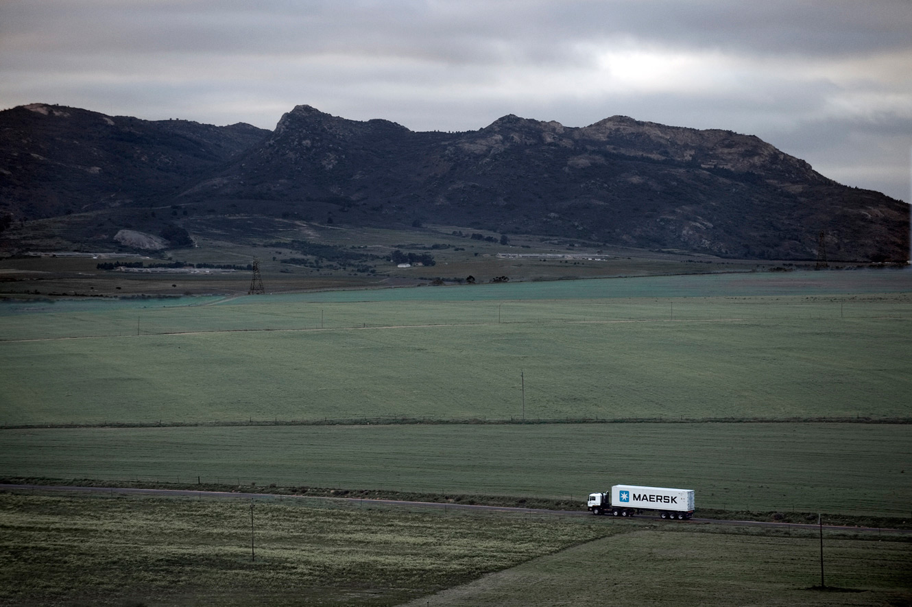 Archive: Maersk truck travelling through the South African countryside.